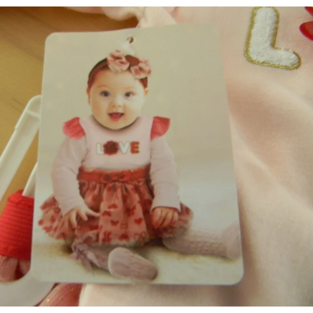 Baby Essentials 4 piece Set Bodysuit Tutu Headband Socks Valentine Love NWT